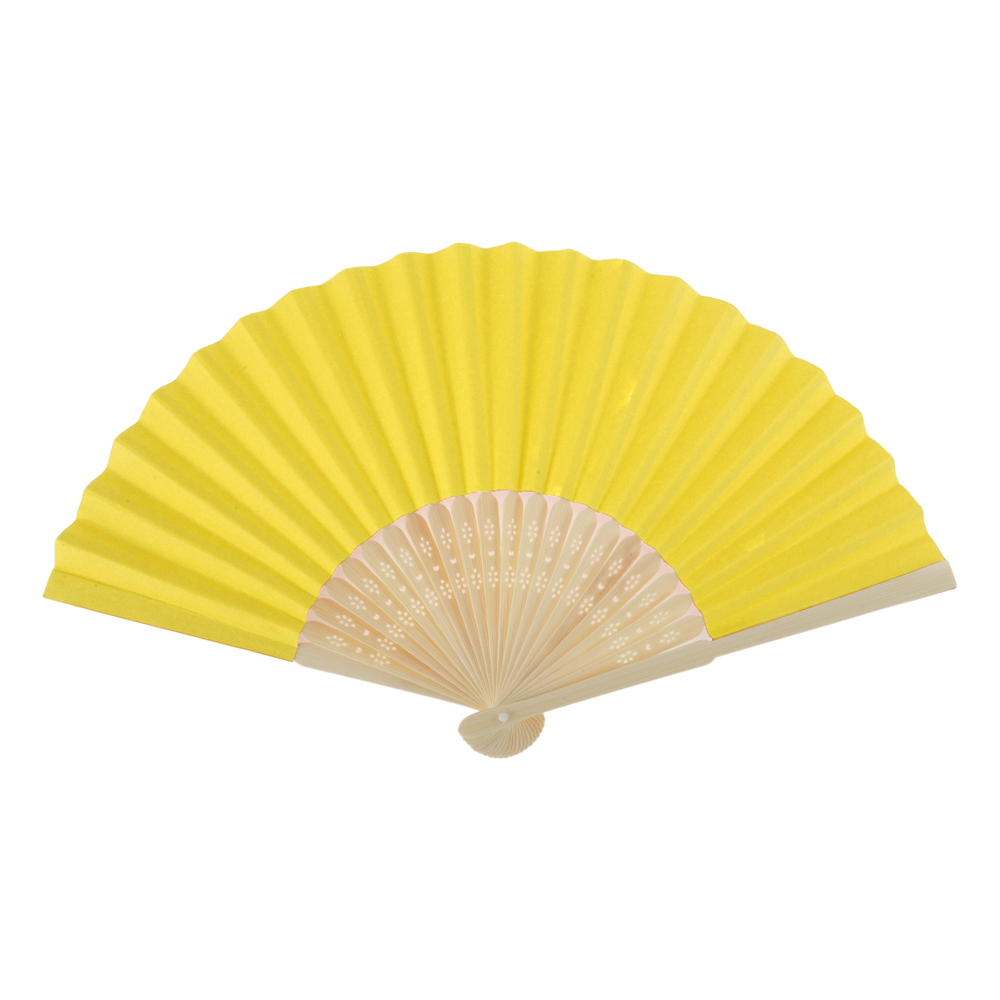 Unique Bargains Portable DIY 7-Inch Blank Folding Fan 1 Pc Lemon Yellow