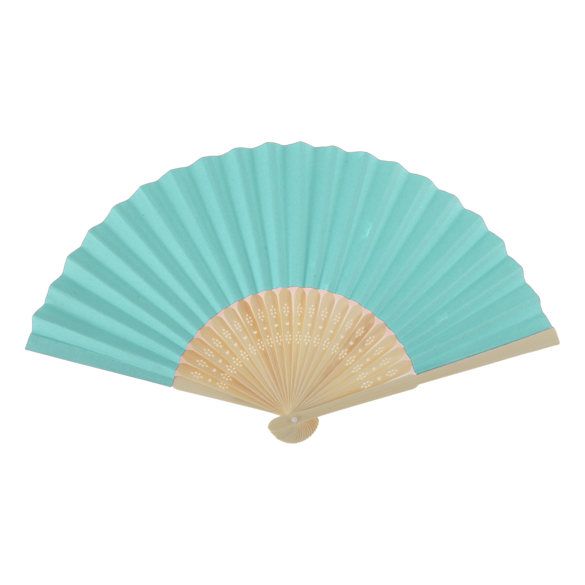 Unique Bargains Portable DIY 7-Inch Blank Folding Fan 1 Pc Light Blue