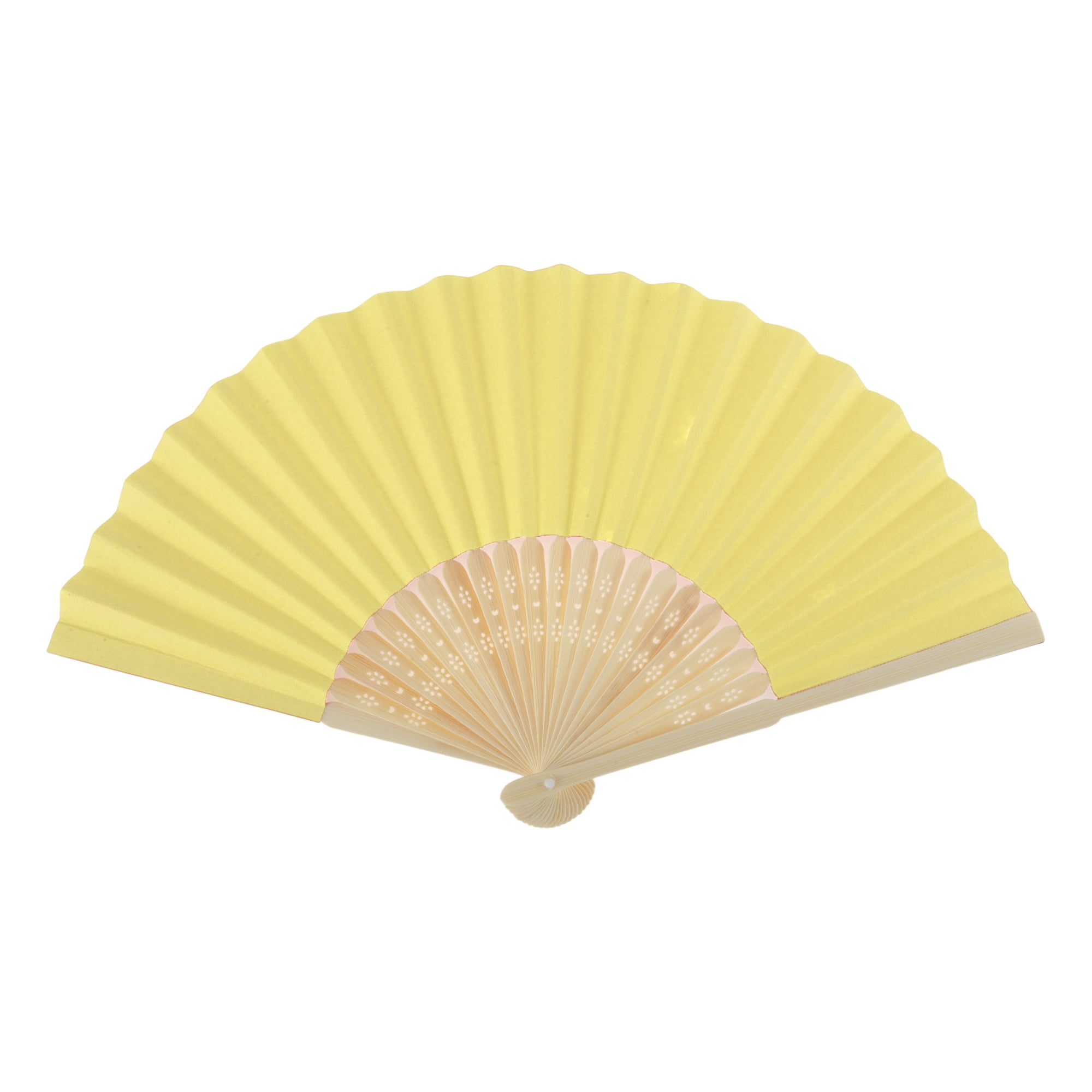 Unique Bargains Portable DIY 7-Inch Blank Folding Fan 1 Pc Light Yellow