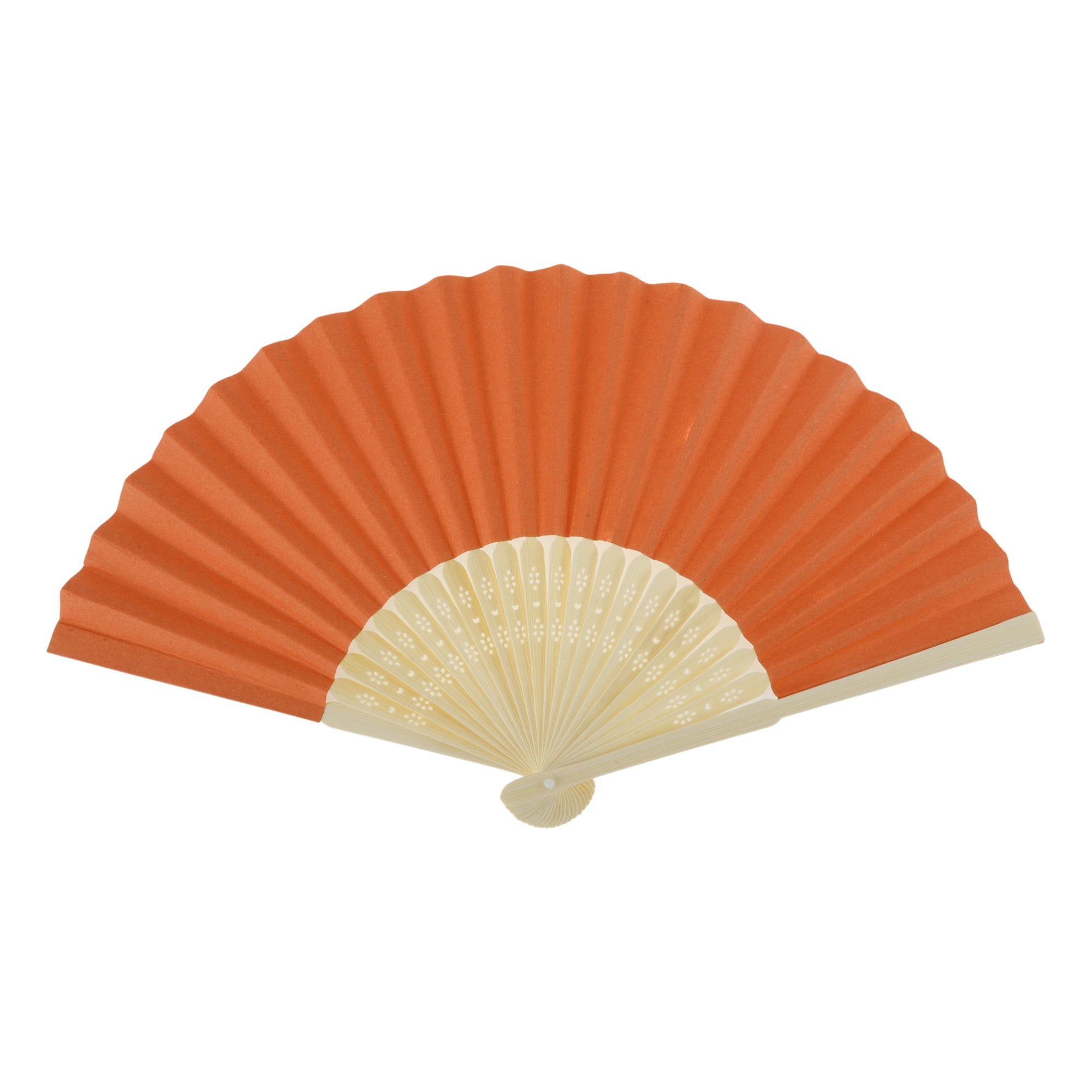 Unique Bargains Portable DIY 7-Inch Blank Folding Fan 1 Pc Orange