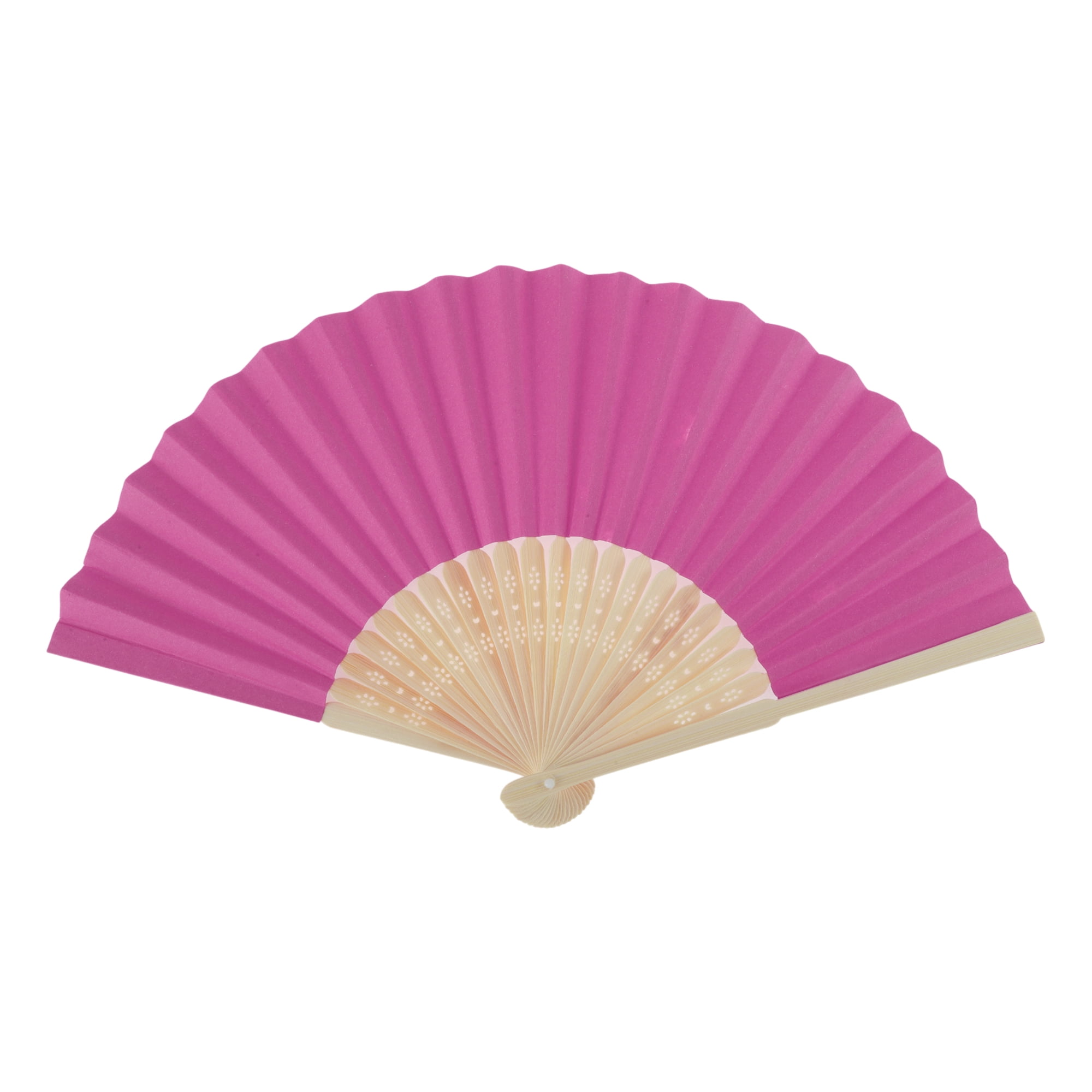 Unique Bargains Portable DIY 7-inch Folding Fan Rose Red