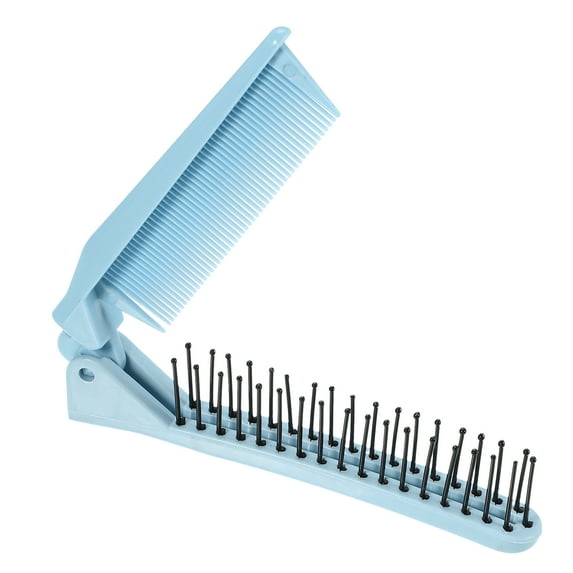 Unique Bargains Portable Folding Hair Comb Travel Portable Folding Mini Hair Comb for Curly Wet Dry Long Hair Blue