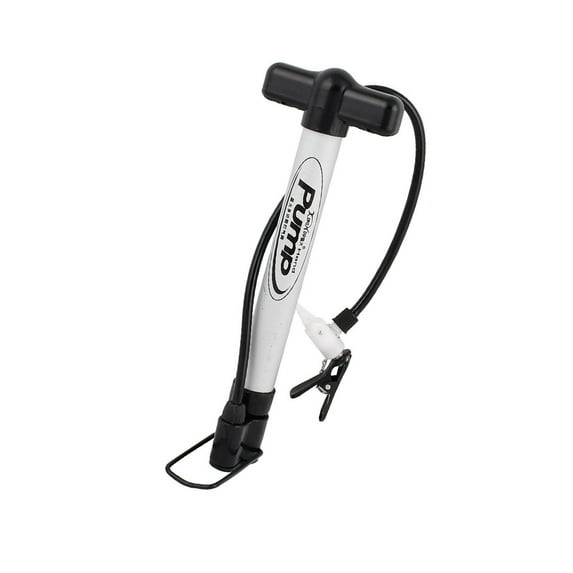 Unique Bargains Portable Hand Air Pump for Bike Ball, Silver Tone Black