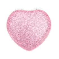 Unique Bargains Portable Heart Shaped Makeup Mirror Pink 1 Pc