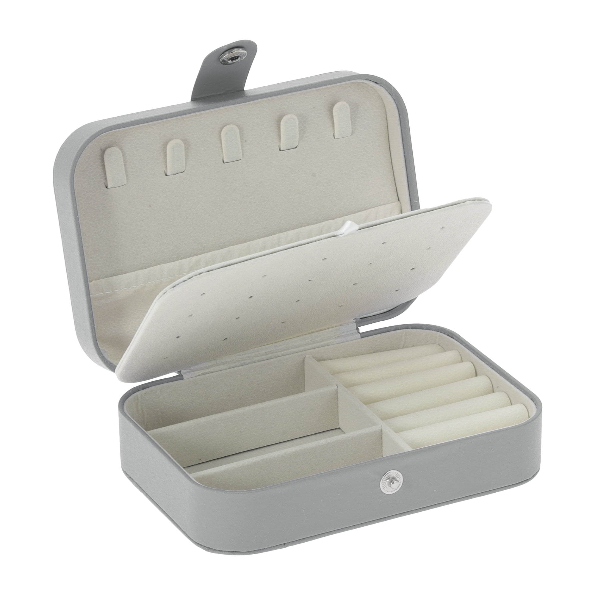 Unique Bargains Portable Jewelry Box PU Travel Organizer Beige Gray