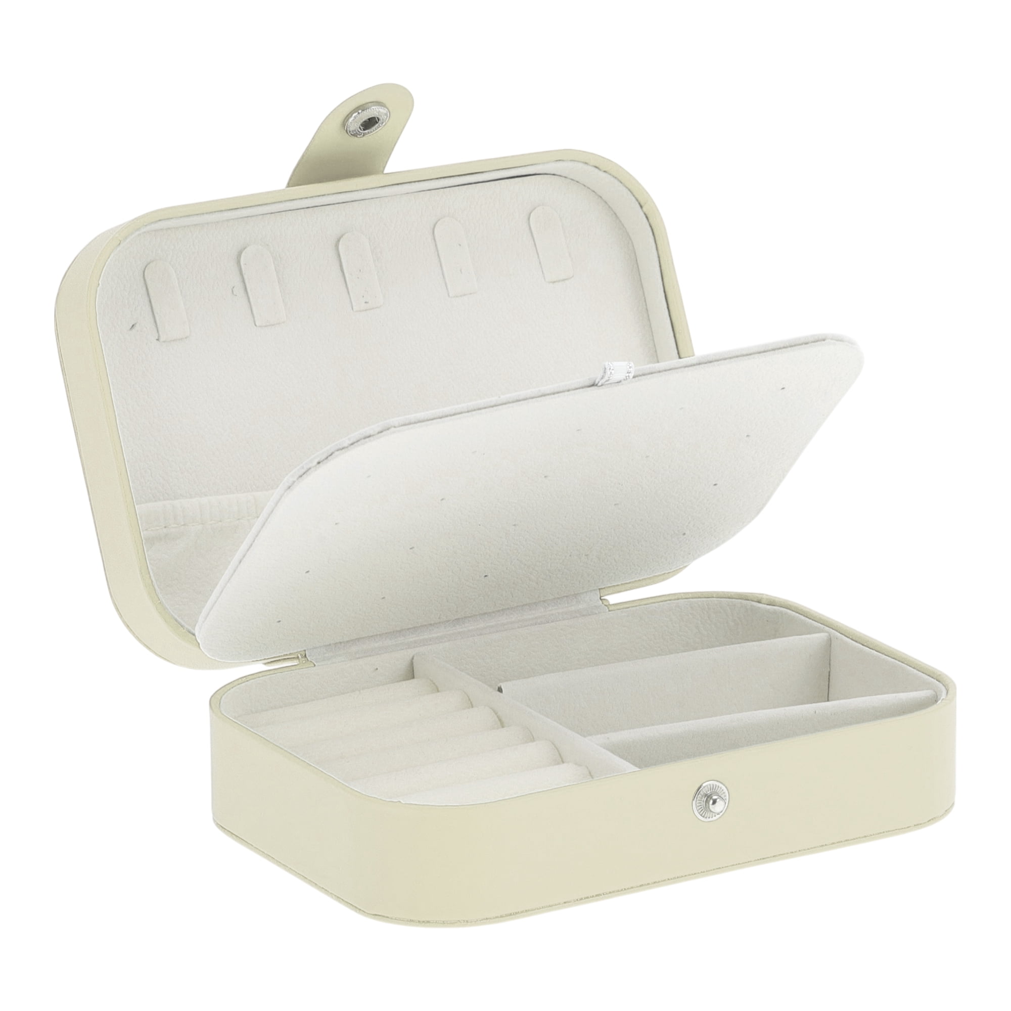 Unique Bargains Portable Jewelry Box PU Travel Organizer Beige