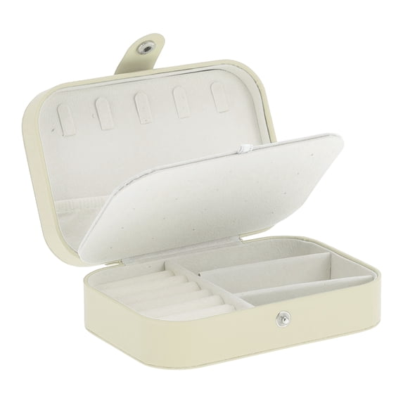 Unique Bargains Portable Jewelry Box PU Travel Organizer Beige