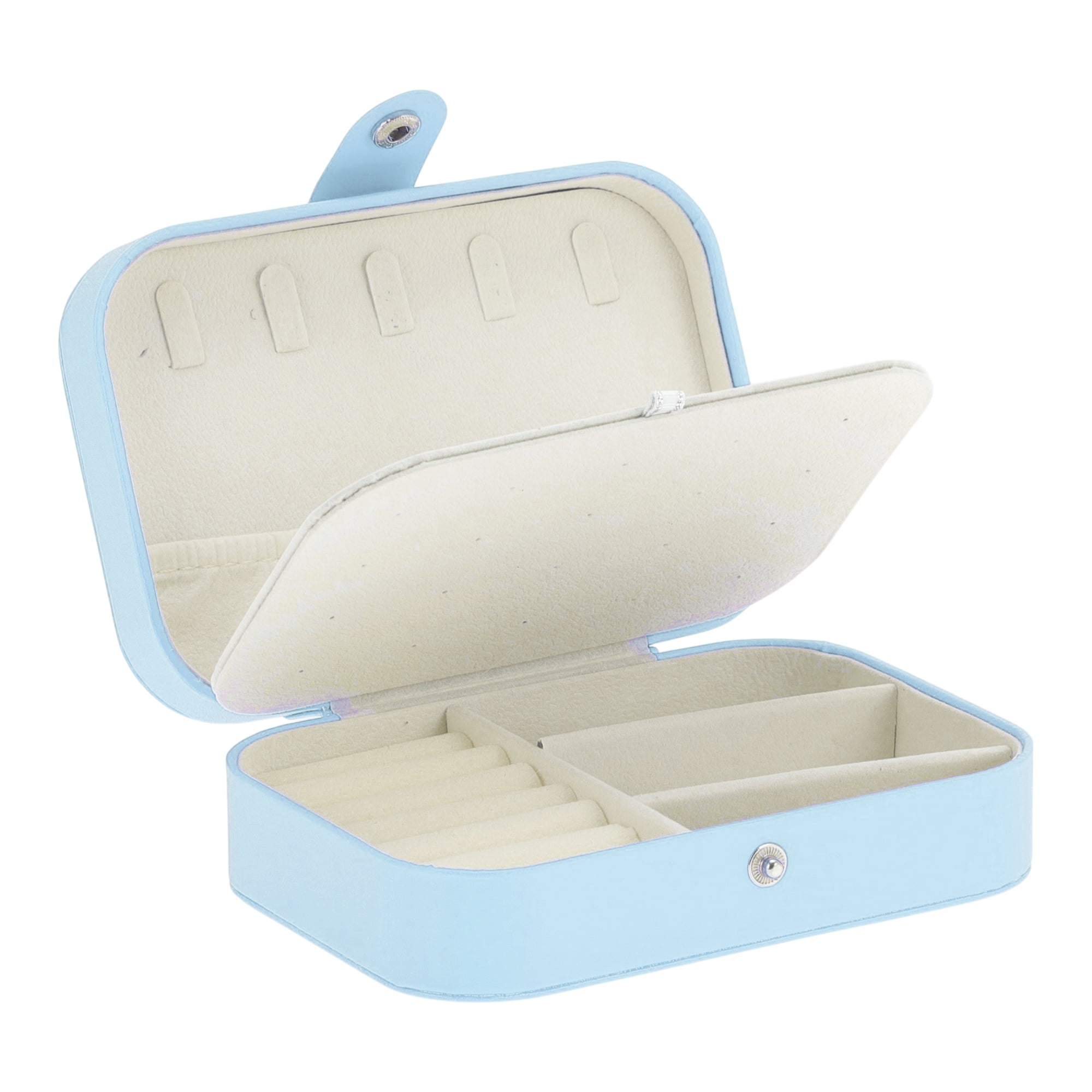Unique Bargains Portable Jewelry Box PU Travel Organizer Blue