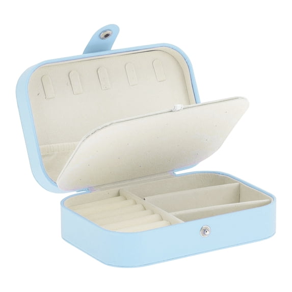 Unique Bargains Portable Jewelry Box PU Travel Organizer Blue