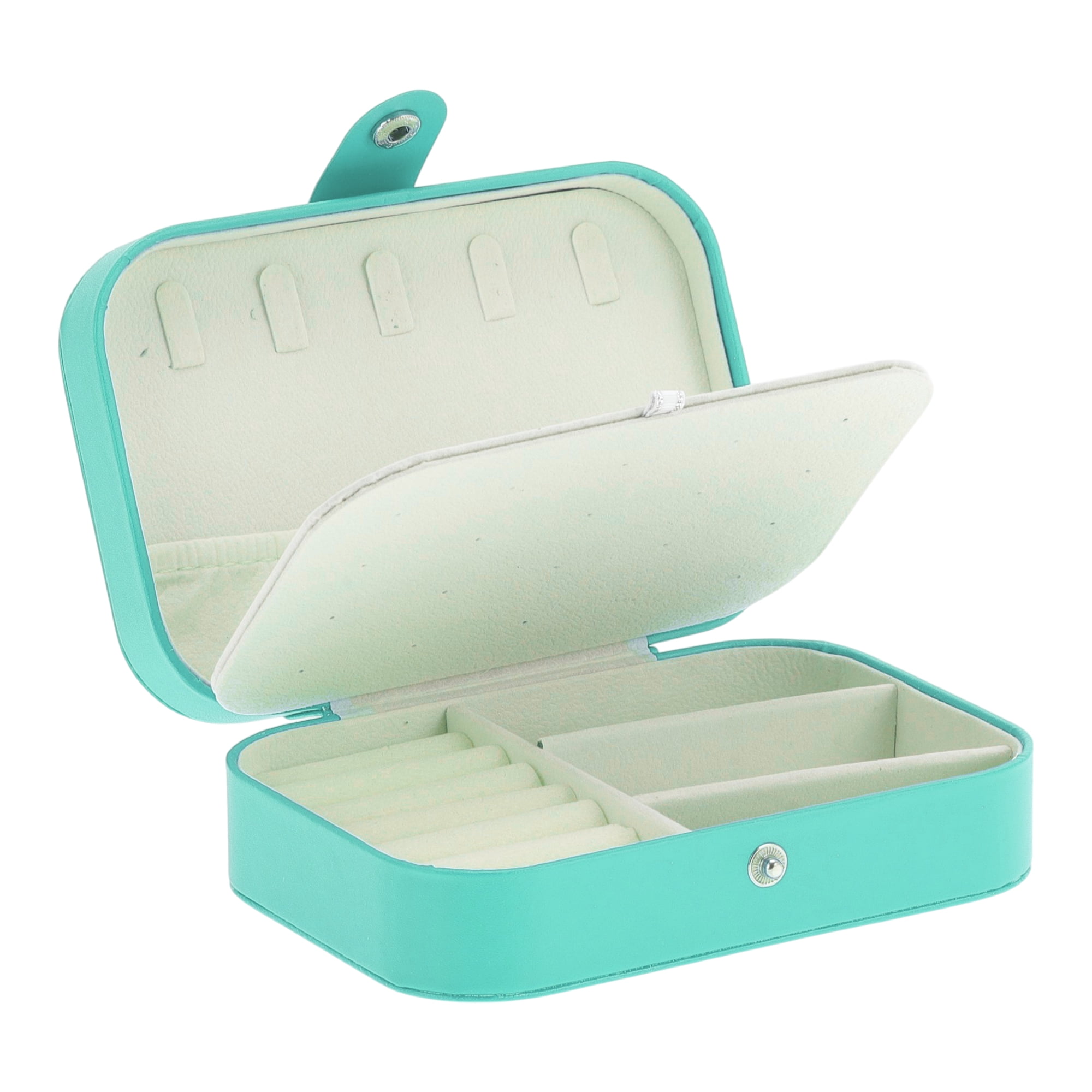 Unique Bargains Portable Jewelry Box PU Travel Organizer Sky Blue