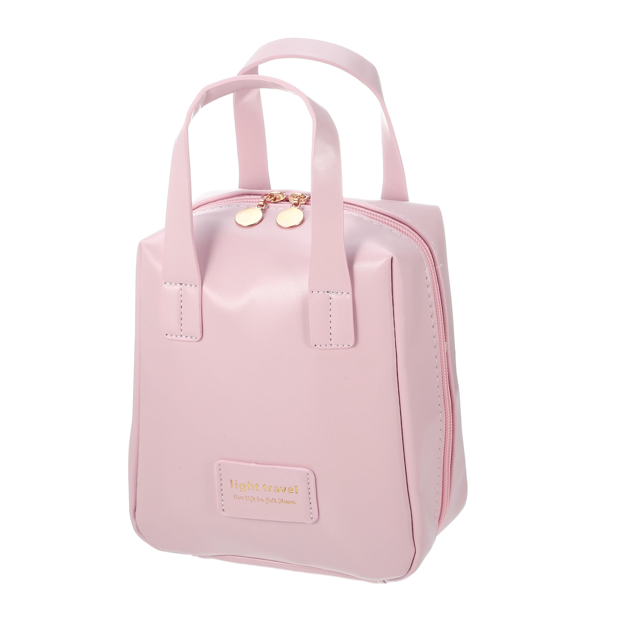 Unique Bargains Portable Makeup Bag Large Capacity Travel Makeup Pouch with Handle Pink