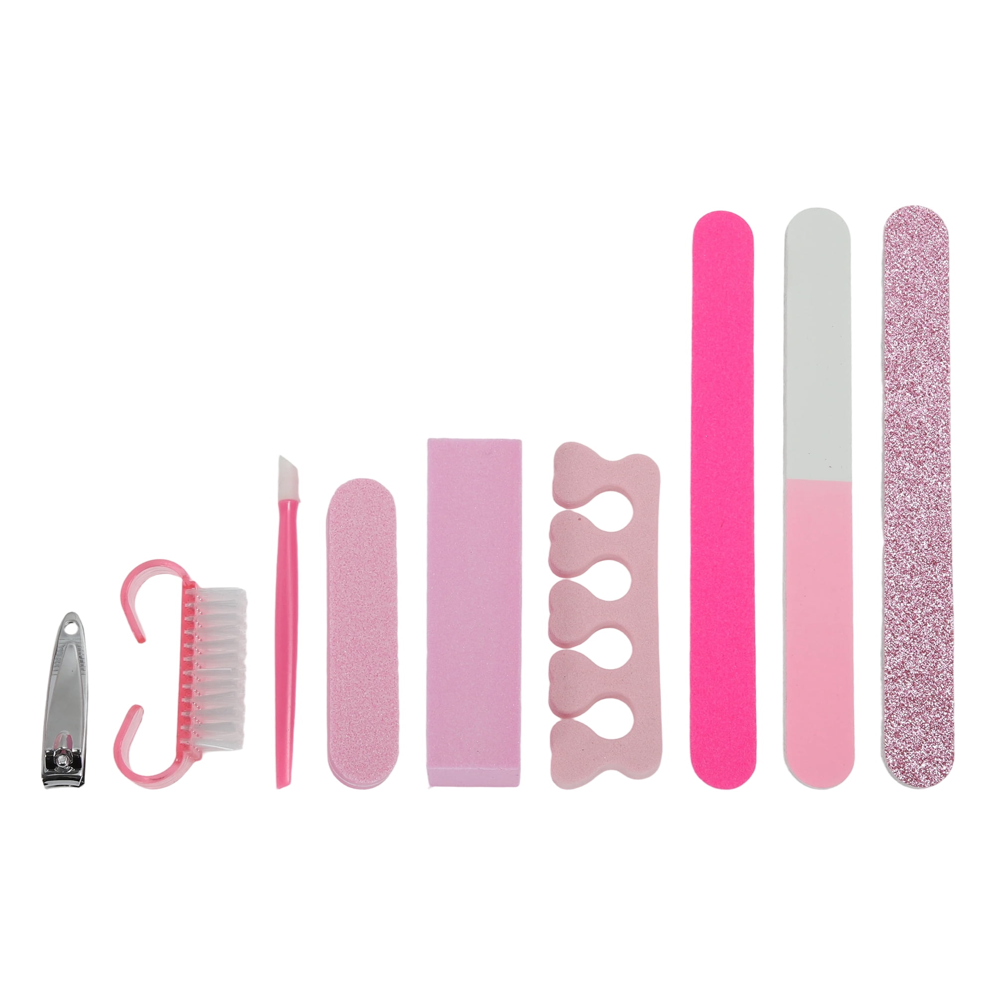 Unique Bargains Portable Manicure Tools Kit for Nail Care Pink White Silver Tone