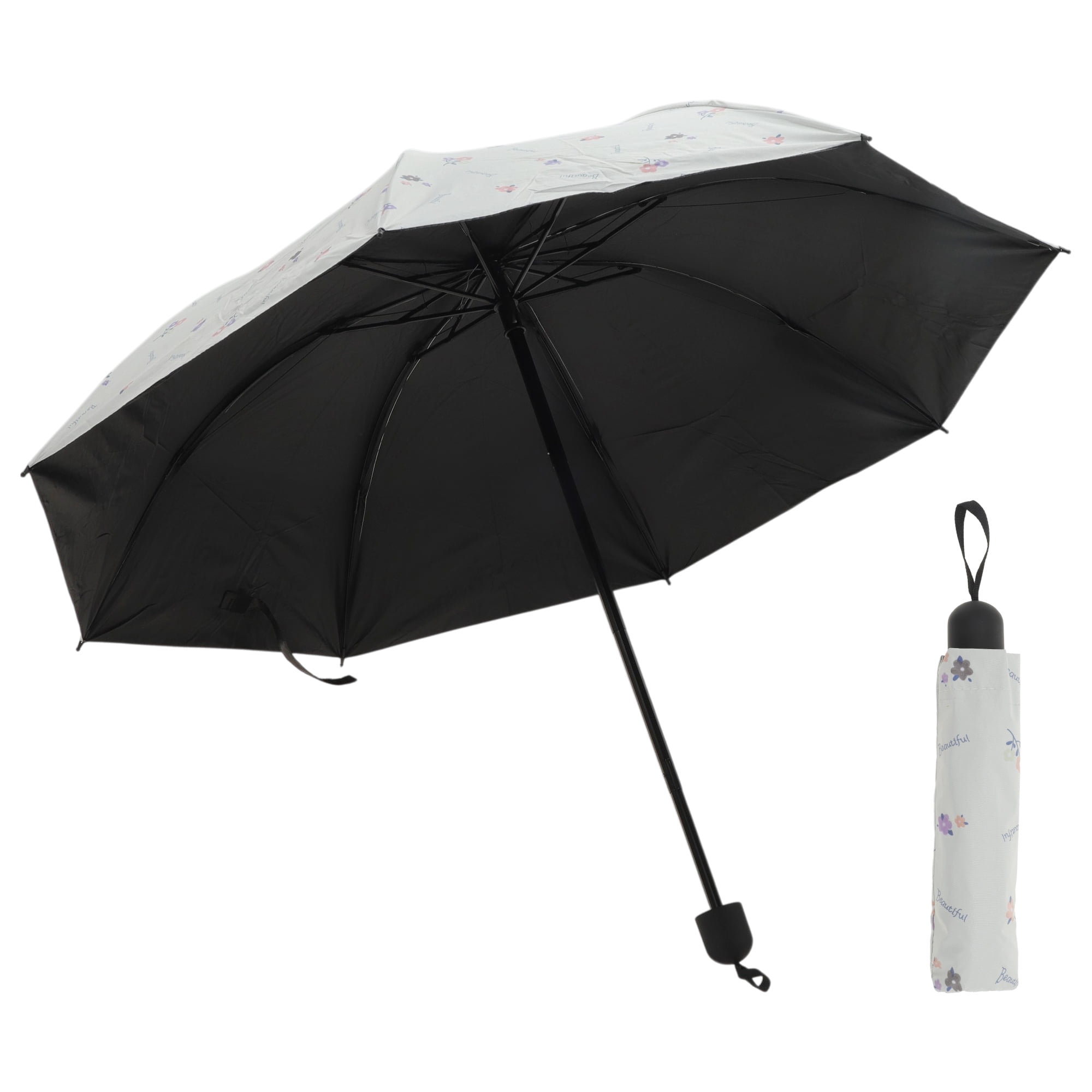 Unique Bargains Portable Manual Open Close Rain Umbrella Beige