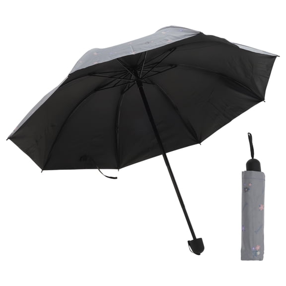 Unique Bargains Portable Manual Open Close Rain Umbrella Gray
