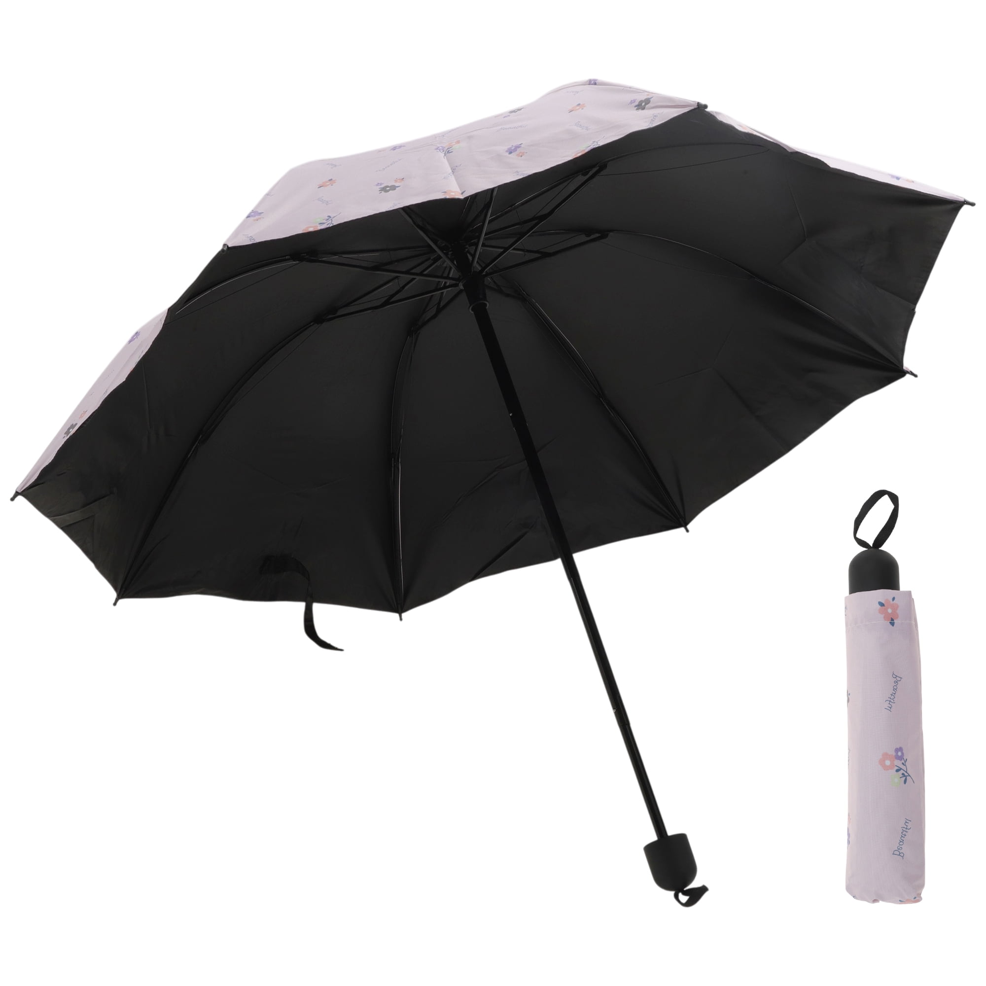 Unique Bargains Portable Manual Open Close Rain Umbrella Pink