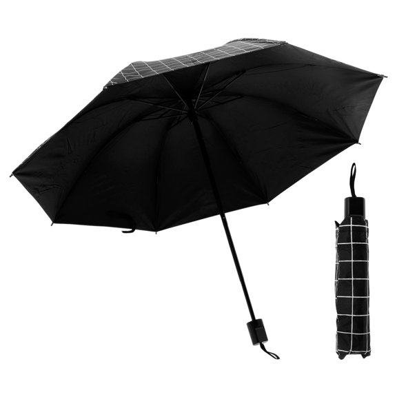 Unique Bargains Portable Manual Open Close Rain Windproof Umbrella Black
