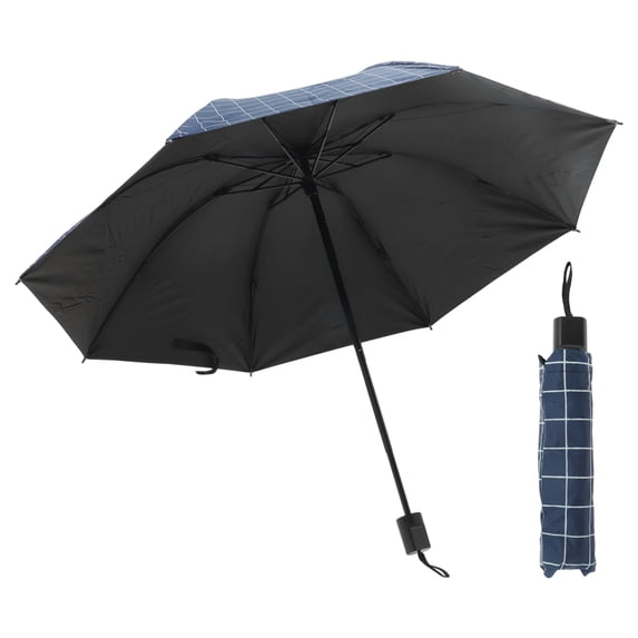 Unique Bargains Portable Manual Open Close Rain Windproof Umbrella Navy Blue