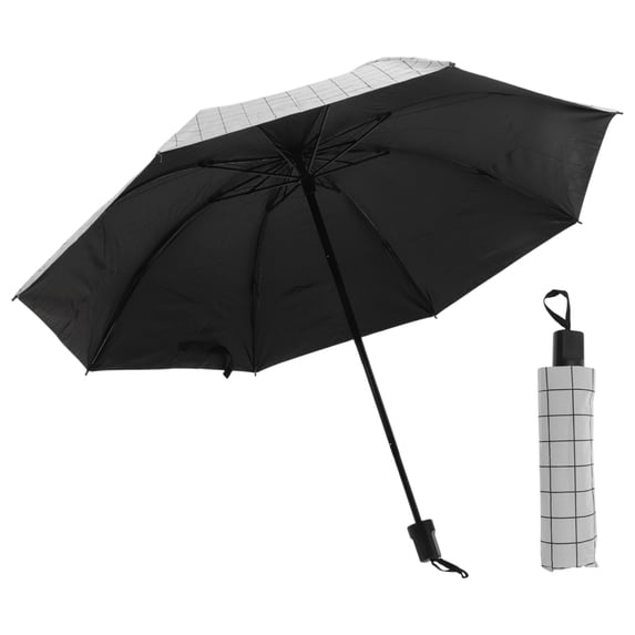 Unique Bargains Portable Manual Open Close Rain Windproof Umbrella White