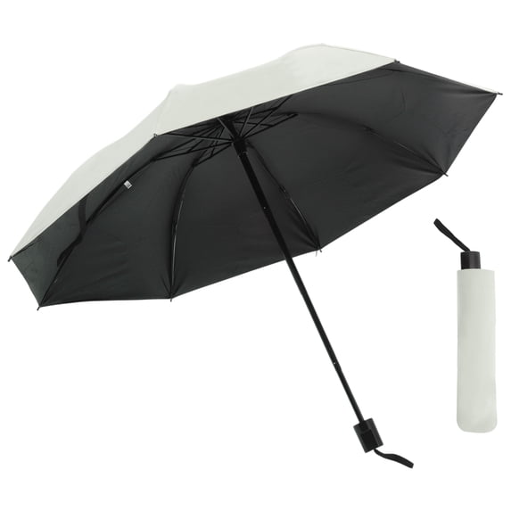 Unique Bargains Portable Manual Open Close Windproof Travel Umbrella Beige