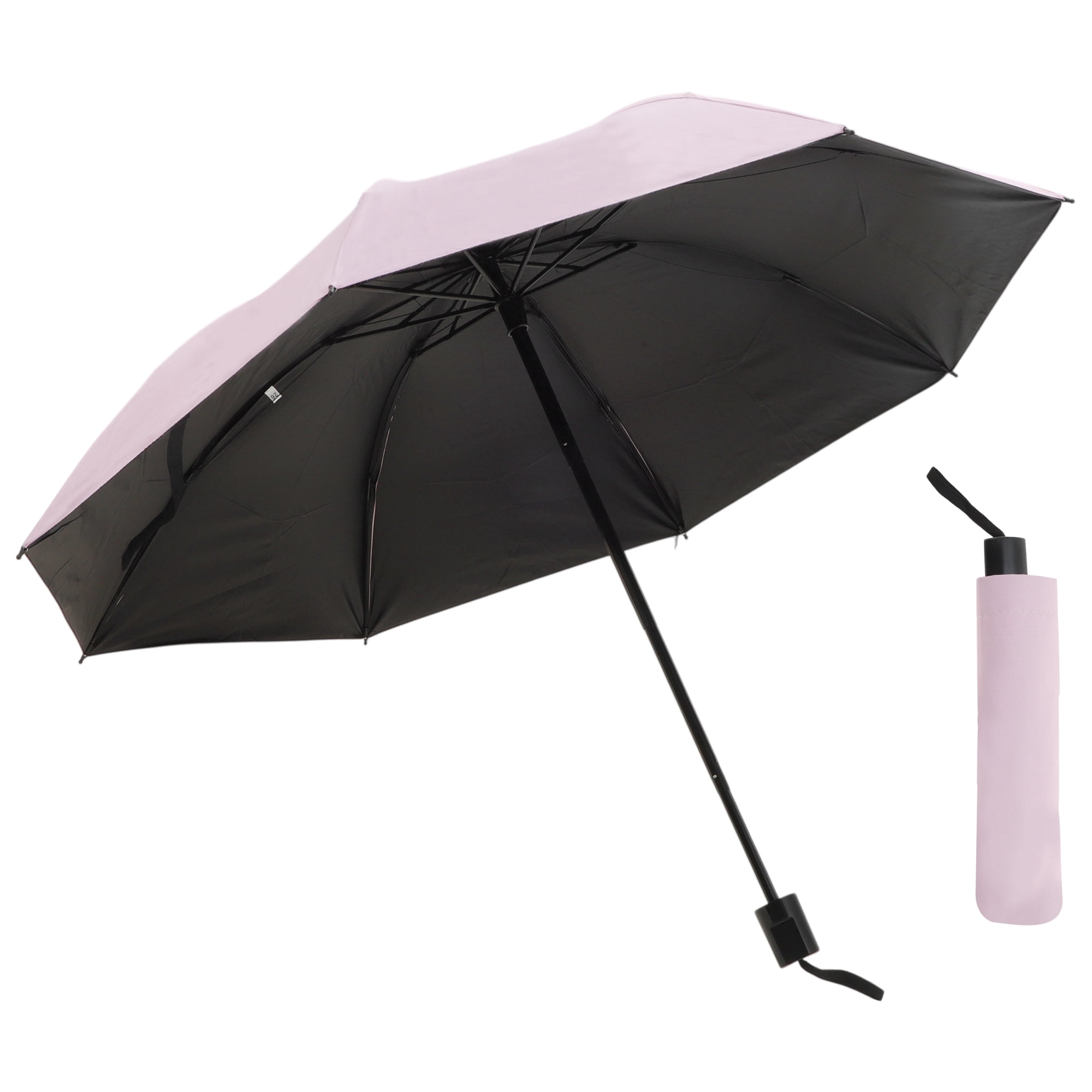 Unique Bargains Portable Manual Open Close Windproof Travel Umbrella Pink