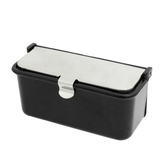 Unique Bargains Portable Metal Lid Adhesive Car Smokeless Ashtray, Black&Silver Tone