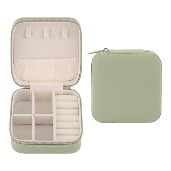 Unique Bargains Portable Mini PU Leather Organizer Storage Holder Jewelry Box Green