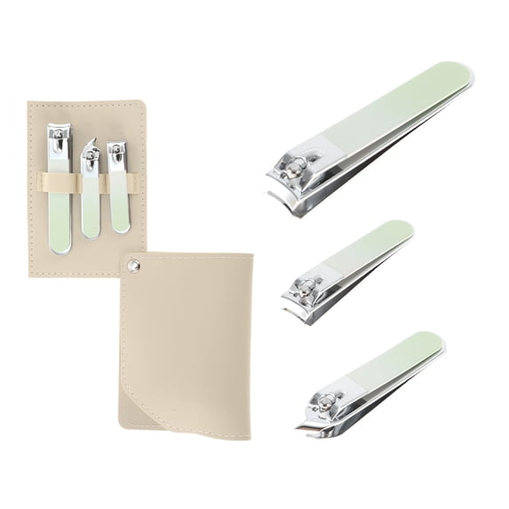 Unique Bargains Portable Mirror Light Nail Clipper Set Gradient Green