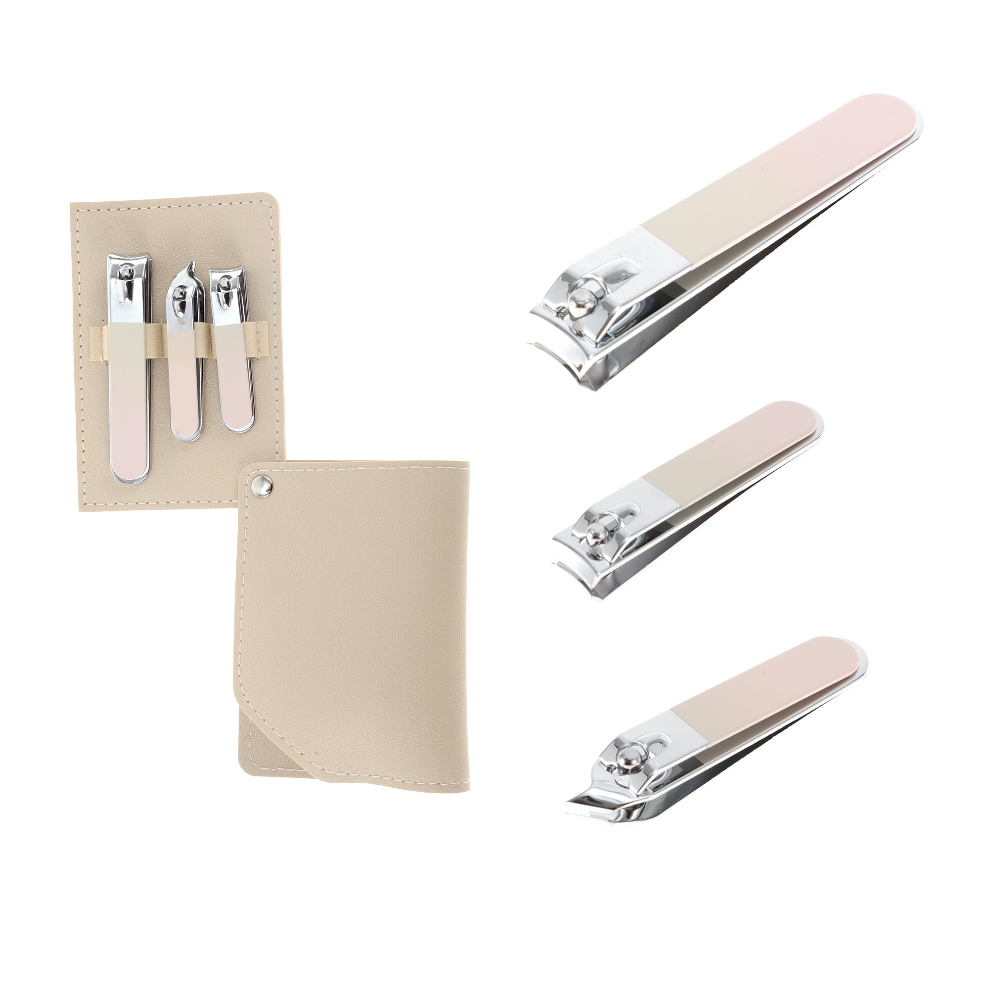Unique Bargains Portable Mirror Light Nail Clipper Set Gradient Pink