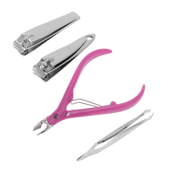 Unique Bargains Portable Nail Clipper Kit 1 Set Rose Red, Silver Tone