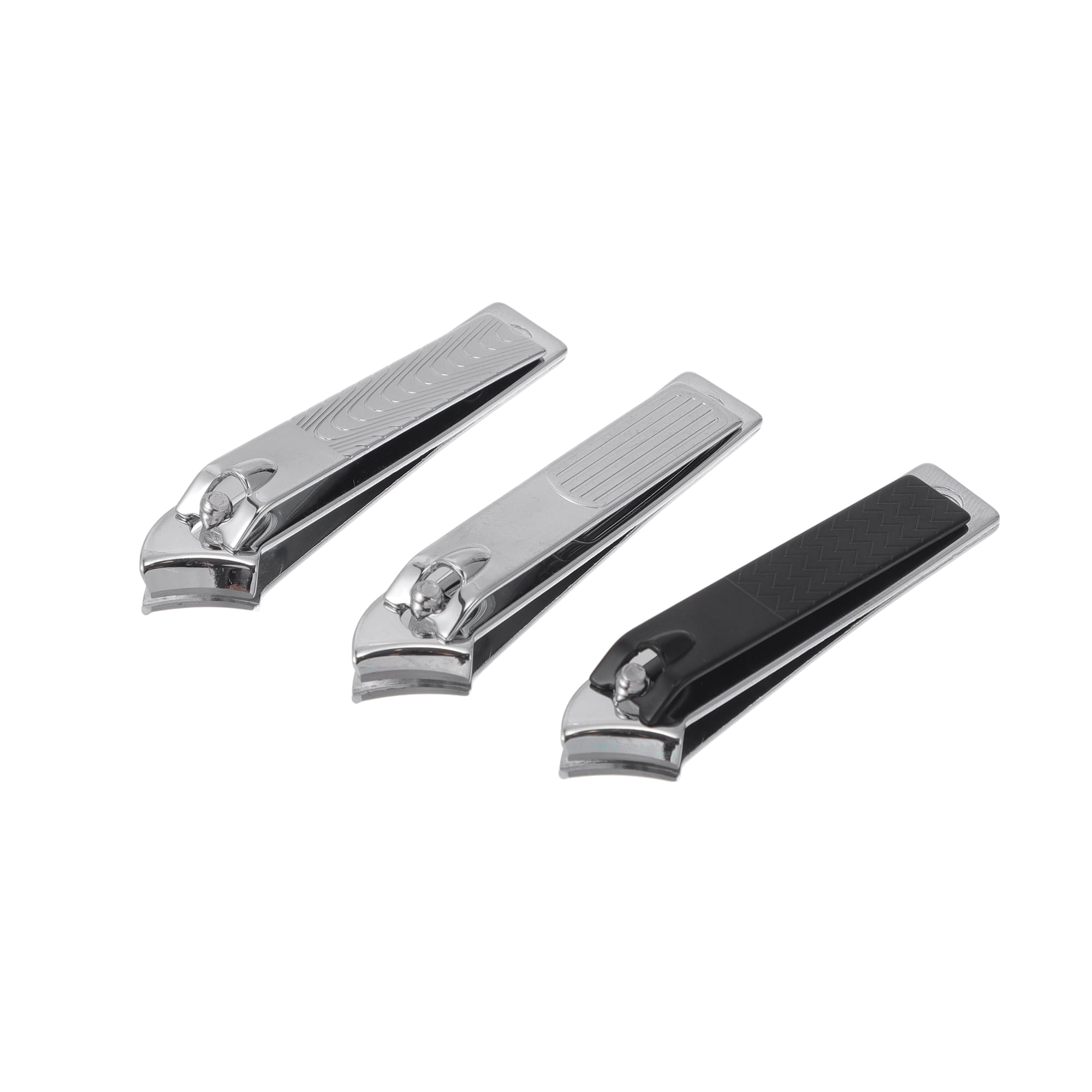 Unique Bargains Portable Nail Clippers Black Silver Tone 3 Pcs