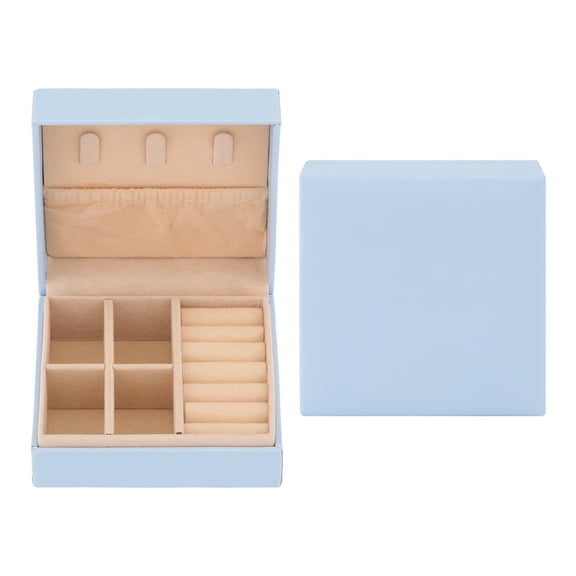 Unique Bargains Portable PU Leather Jewelry Box Organizer for Women Birthday Gifts Blue
