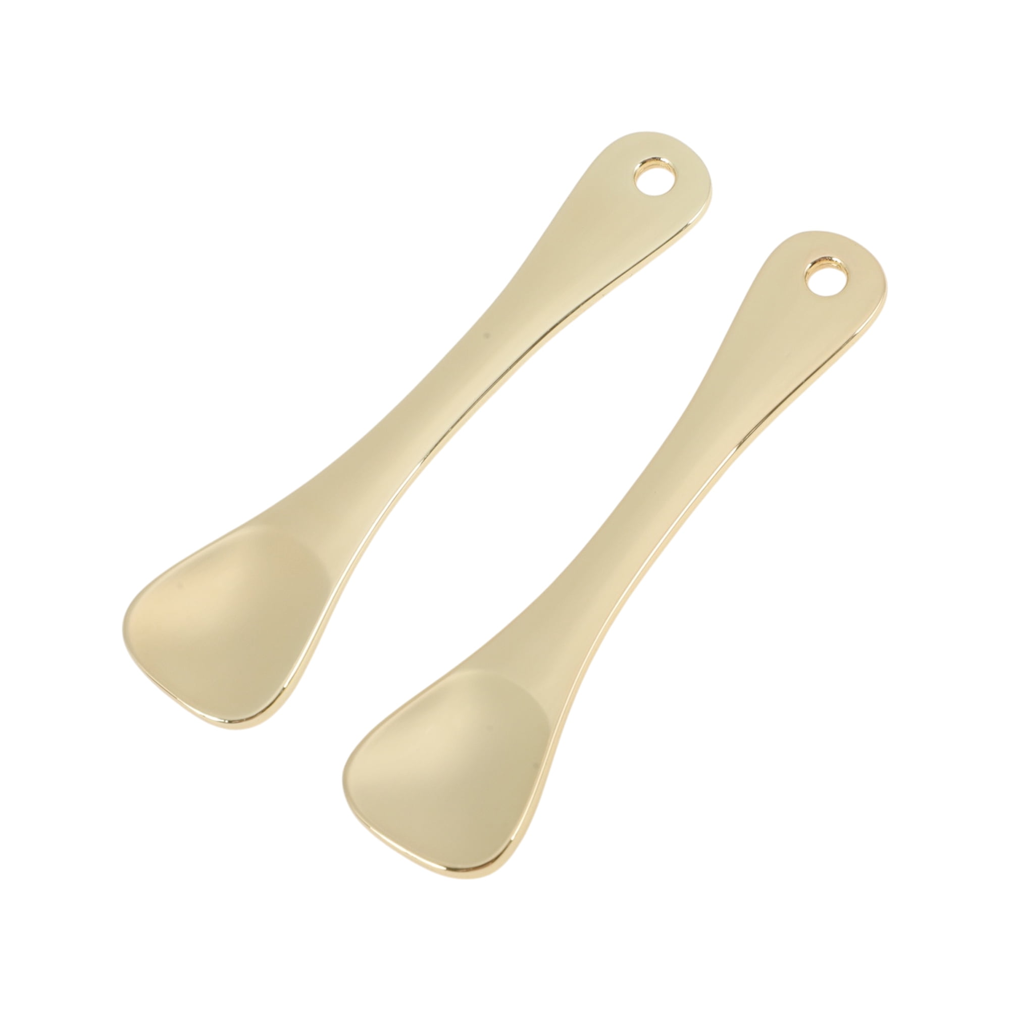 Unique Bargains Portable Reliable Mini Makeup Cosmetic Spoon 2pcs Gold Tone