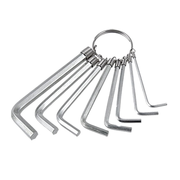 Unique Bargains Portable Set of 8Pcs Hex Keyring Wrench Spanner