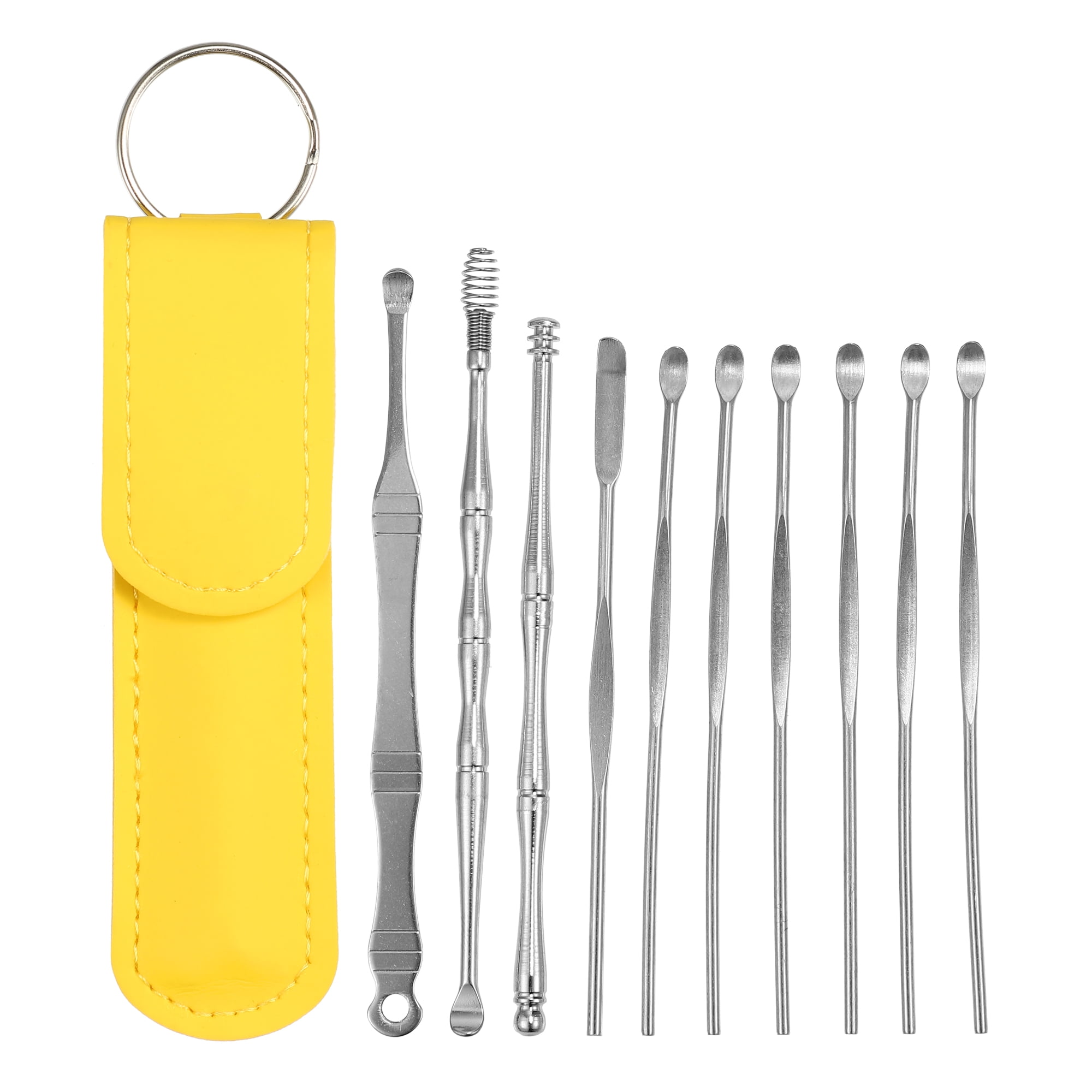 Unique Bargains Portable Stainless Steel Earwax Cleaner Tool Set Yellow
