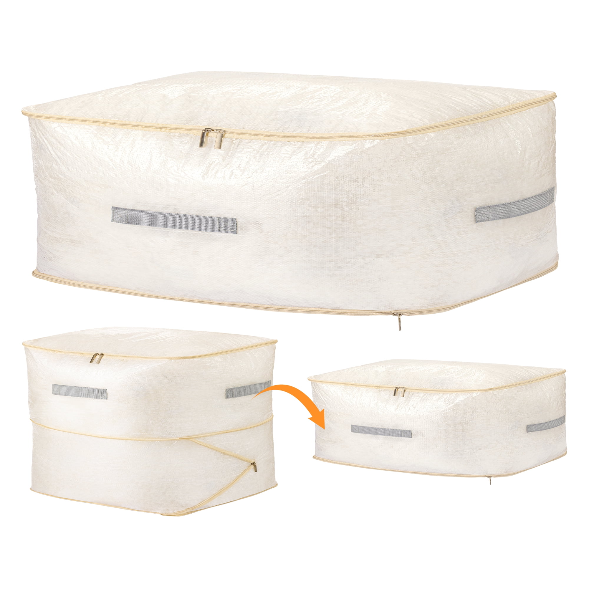 Unique Bargains Portable Storage Bags for Organizing Clothing Beige 19.7"x16.5"x11.8"