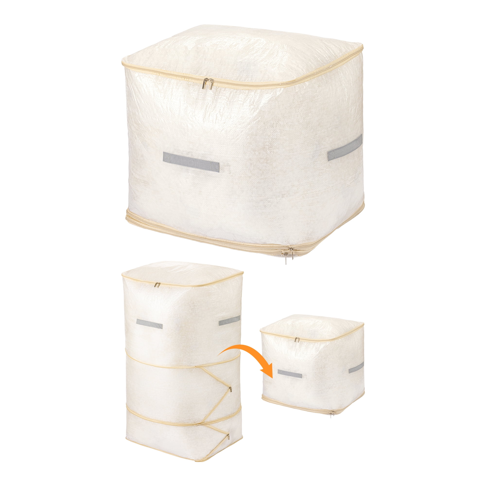 Unique Bargains Portable Storage Bags for Organizing Clothing Beige 19.7"x16.5"x35.4"