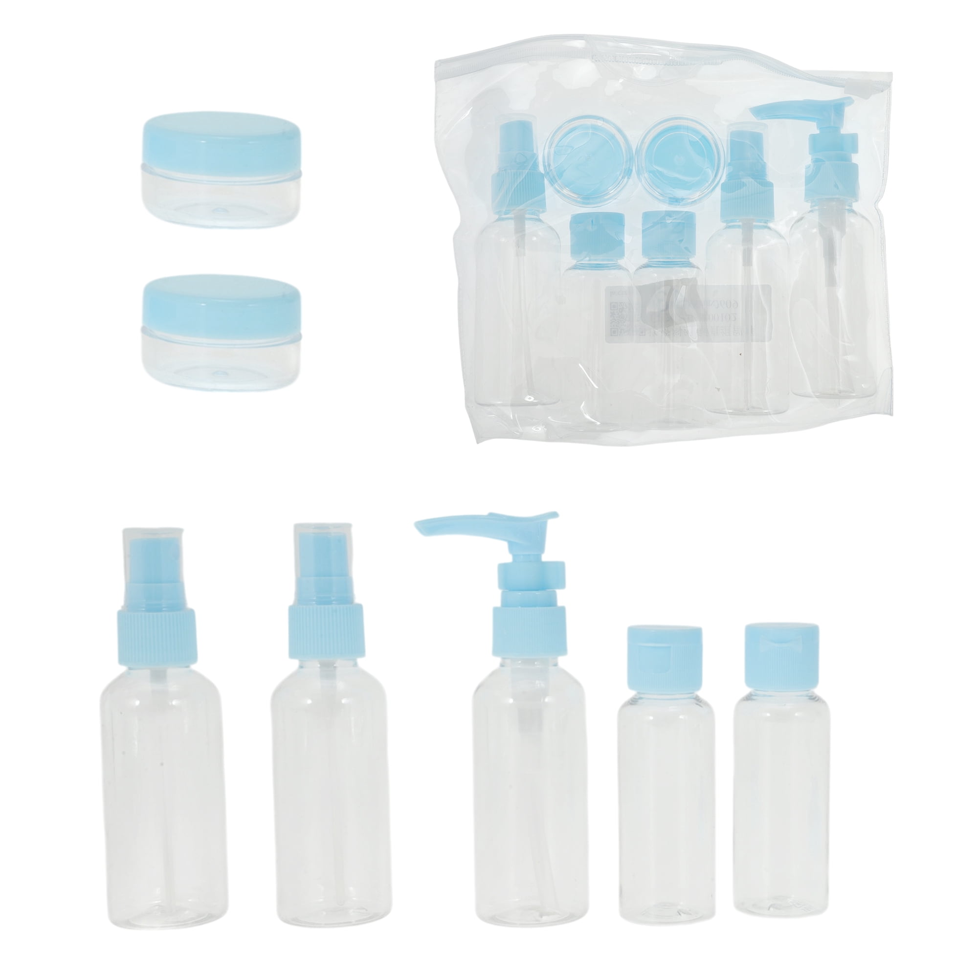 Unique Bargains Portable Travel Bottles Set of 7 Pcs Blue