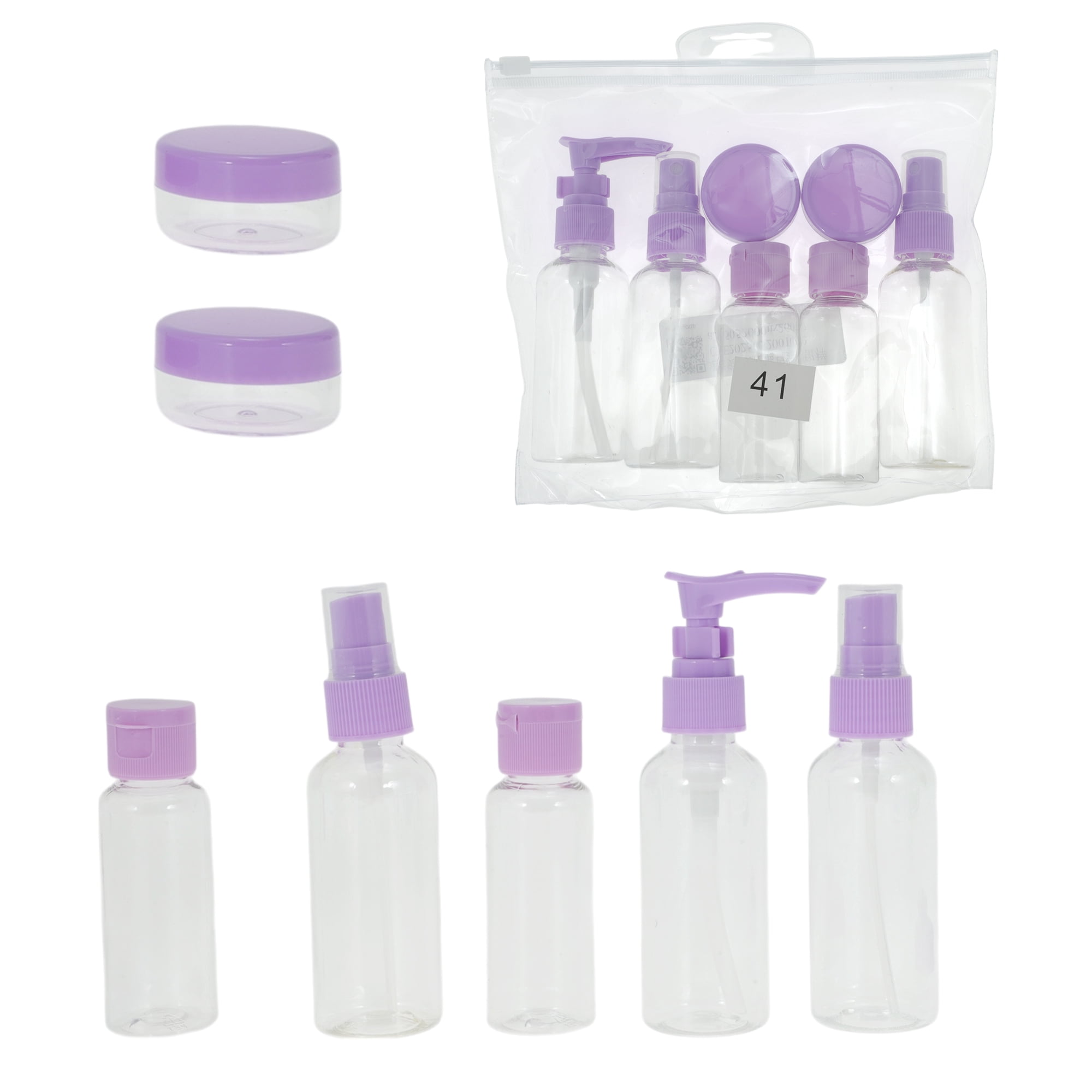 Unique Bargains Portable Travel Bottles Set of 7 Pcs Purple