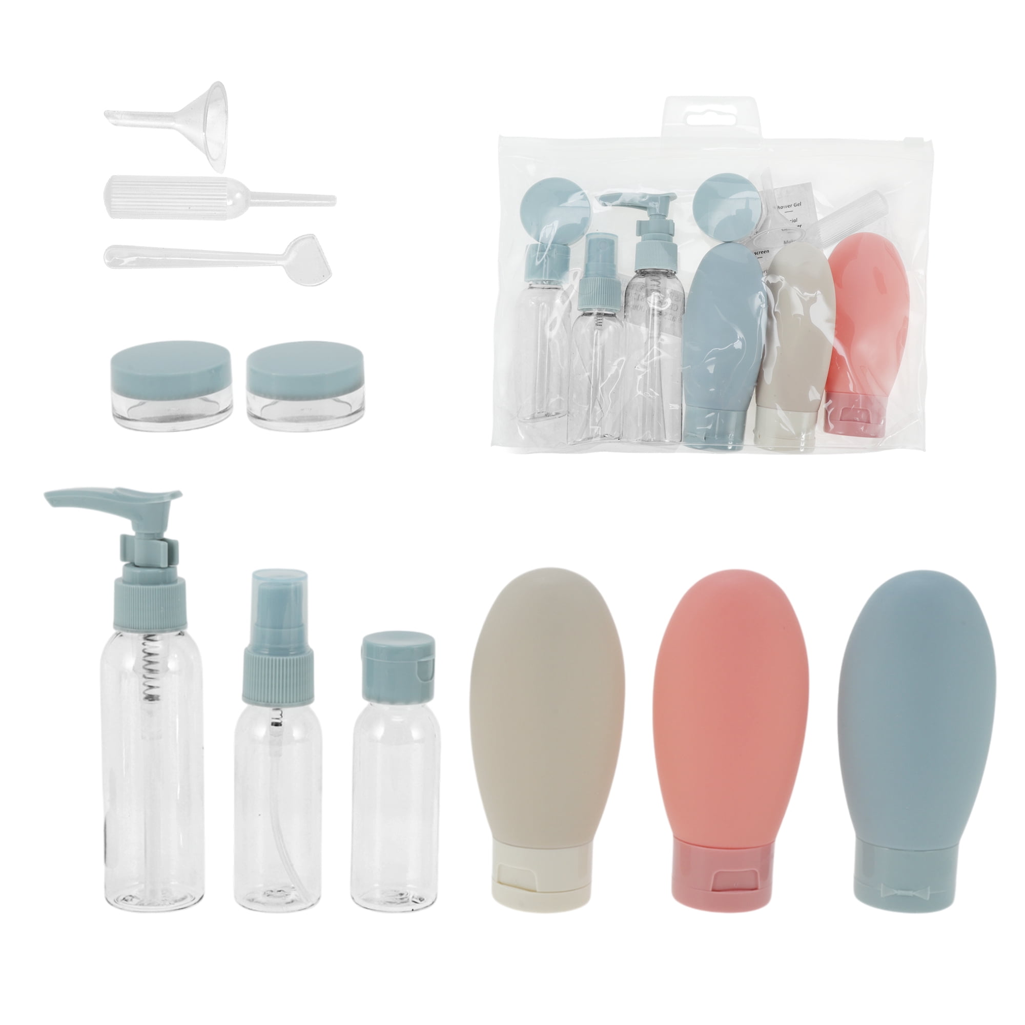 Unique Bargains Portable Travel Container Set of 12 Pcs Blue, Beige, Pink