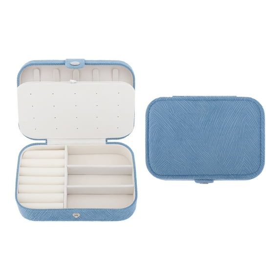 Unique Bargains Portable Velvet Jewelry Box Organizer Dark Blue