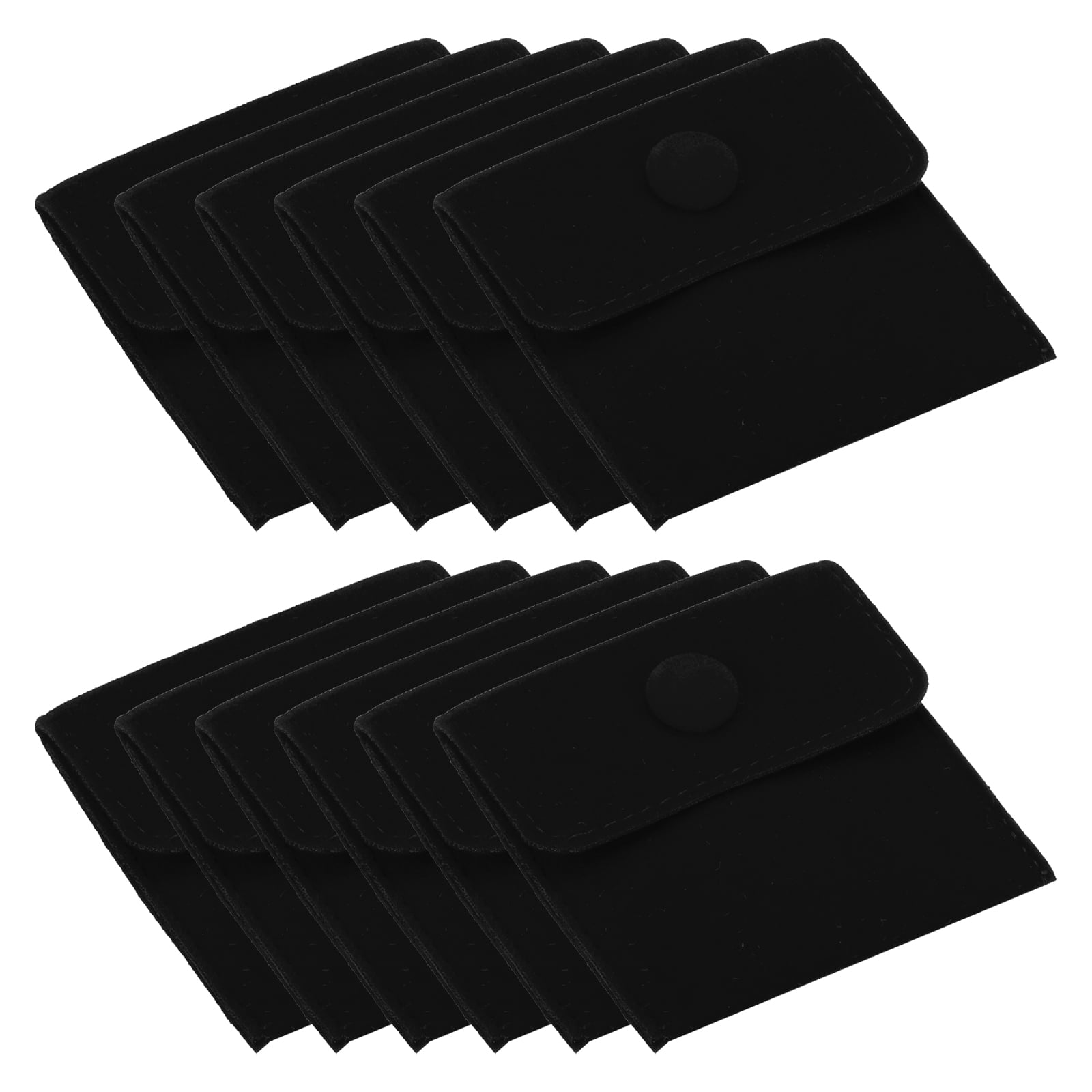 Unique Bargains Portable Velvet Jewelry Pouches with Snap Button Black 2.8" x 2.8"