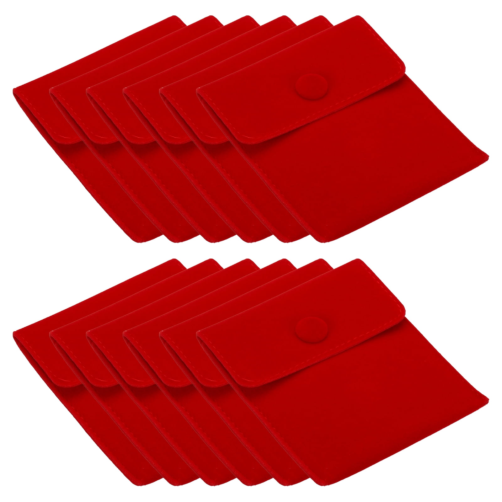 Unique Bargains Portable Velvet Jewelry Pouches with Snap Button Red 3.9" x 3.3"
