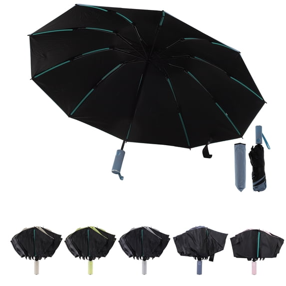 Unique Bargains Portable Windproof Folding Inverted Umbrella with Cover Blue