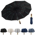 thumbnail image 1 of Unique Bargains Portable Windproof Folding Umbrella with Wooden Handle Deep Blue, 1 of 6