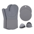 thumbnail image 1 of Unique Bargains Pot Holders Heat Resistant Kitchen Gloves All Gray 10.9x7.1inch, 1 of 7