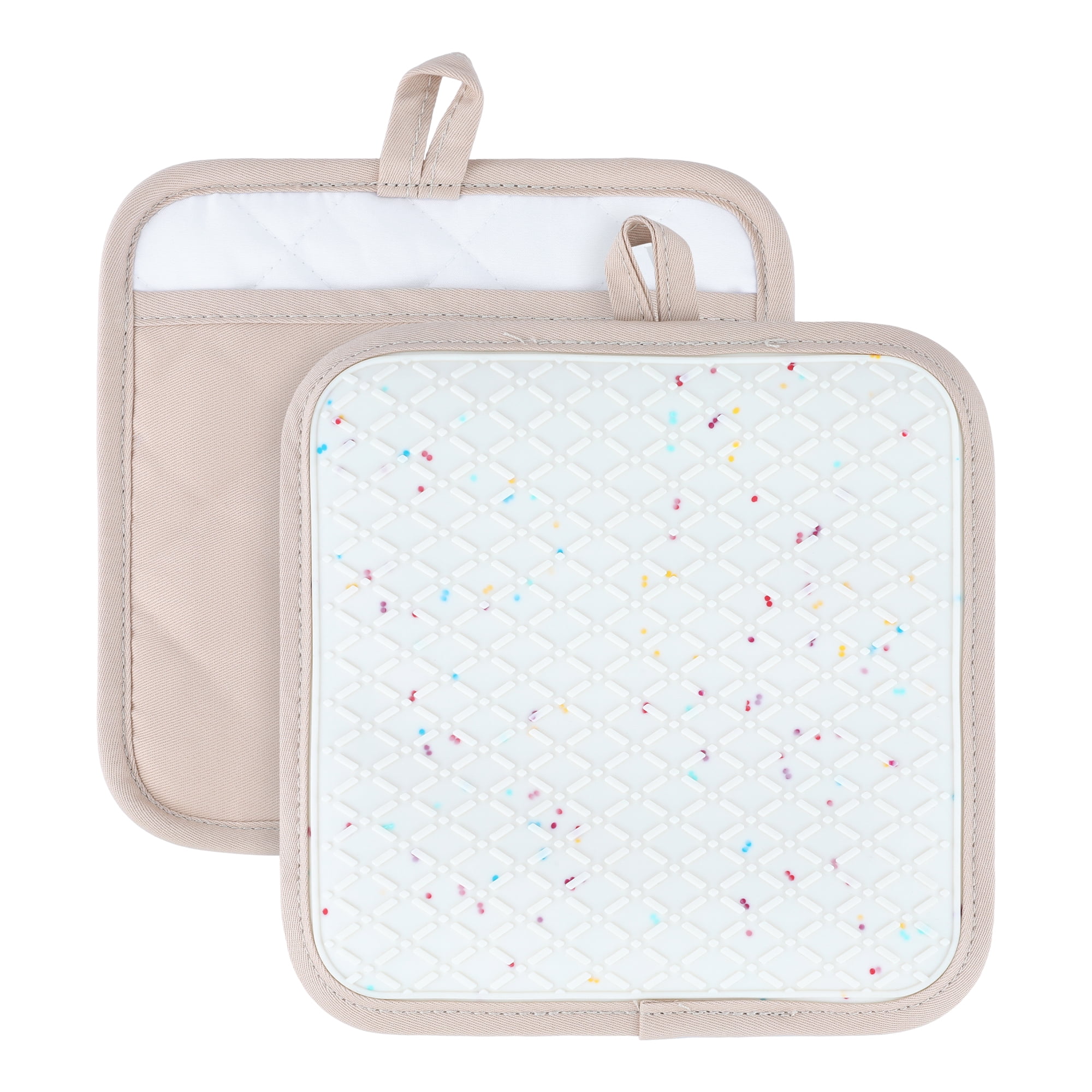 Unique Bargains Pot Holders Heat Resistant Non Slip Hot Pad for Cooking Beige 7.9" x 7.9"