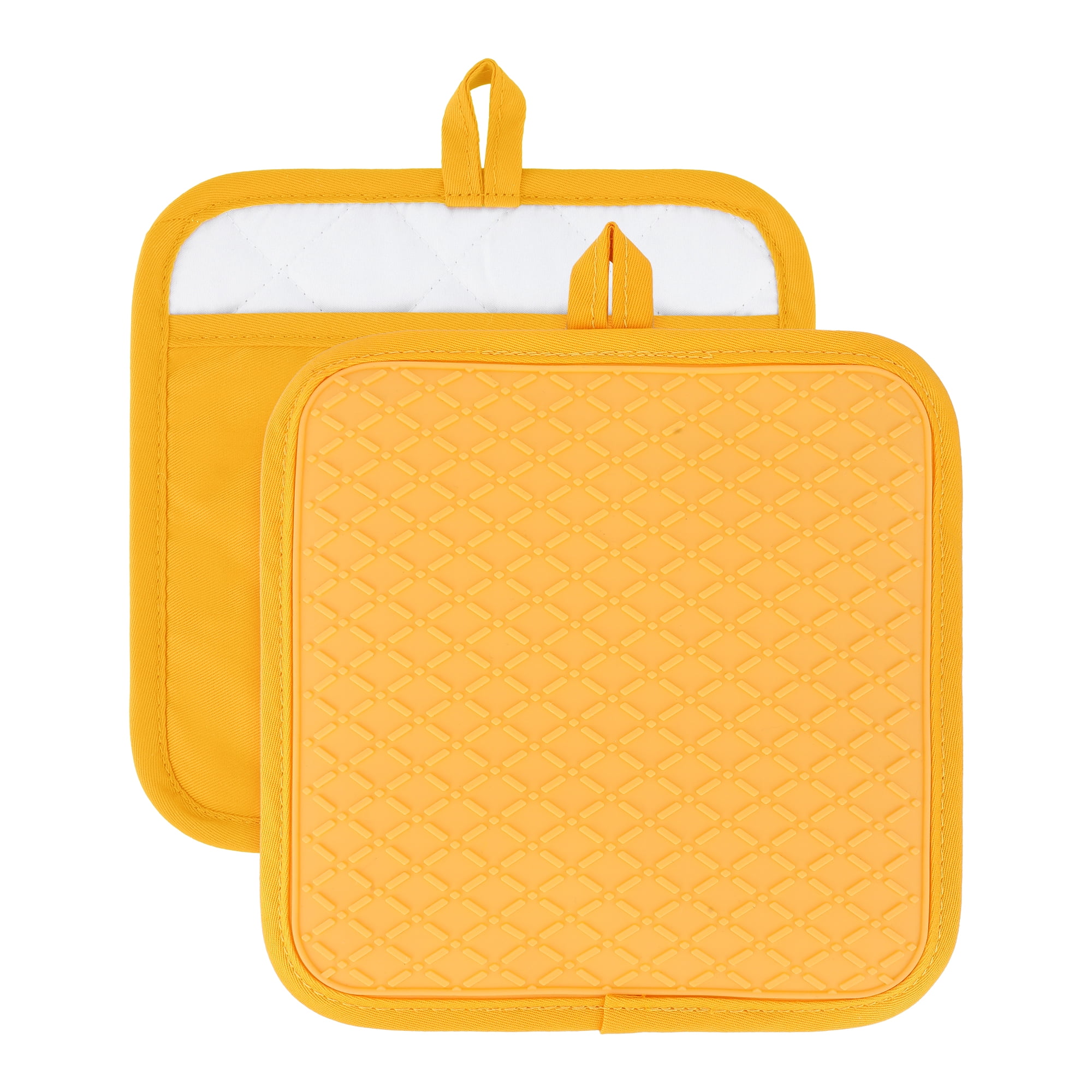 Unique Bargains Pot Holders Heat Resistant Non Slip Hot Pad for Cooking Yellow 7.9" x 7.9"