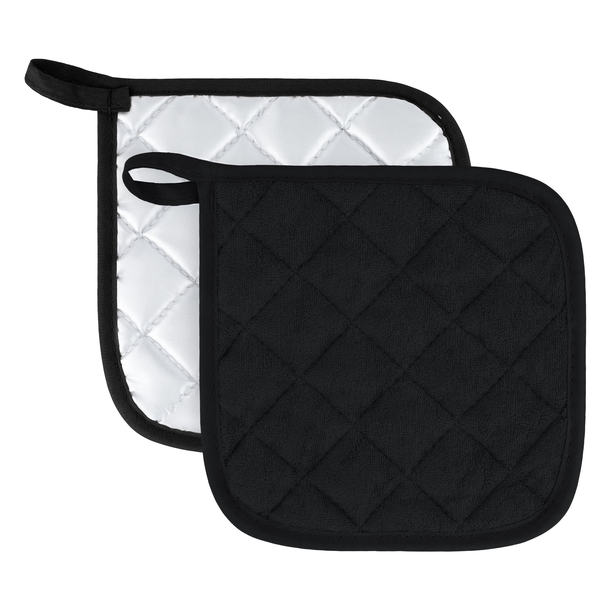 Unique Bargains Pot Holders Heat Resistant Non Slip Hot Pads for Cooking Black 2Pcs