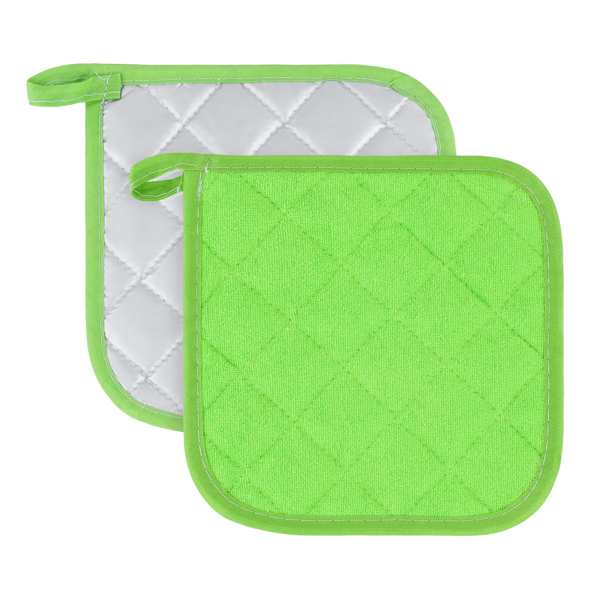 Unique Bargains Pot Holders Heat Resistant Non Slip Hot Pads for Cooking Green 2Pcs