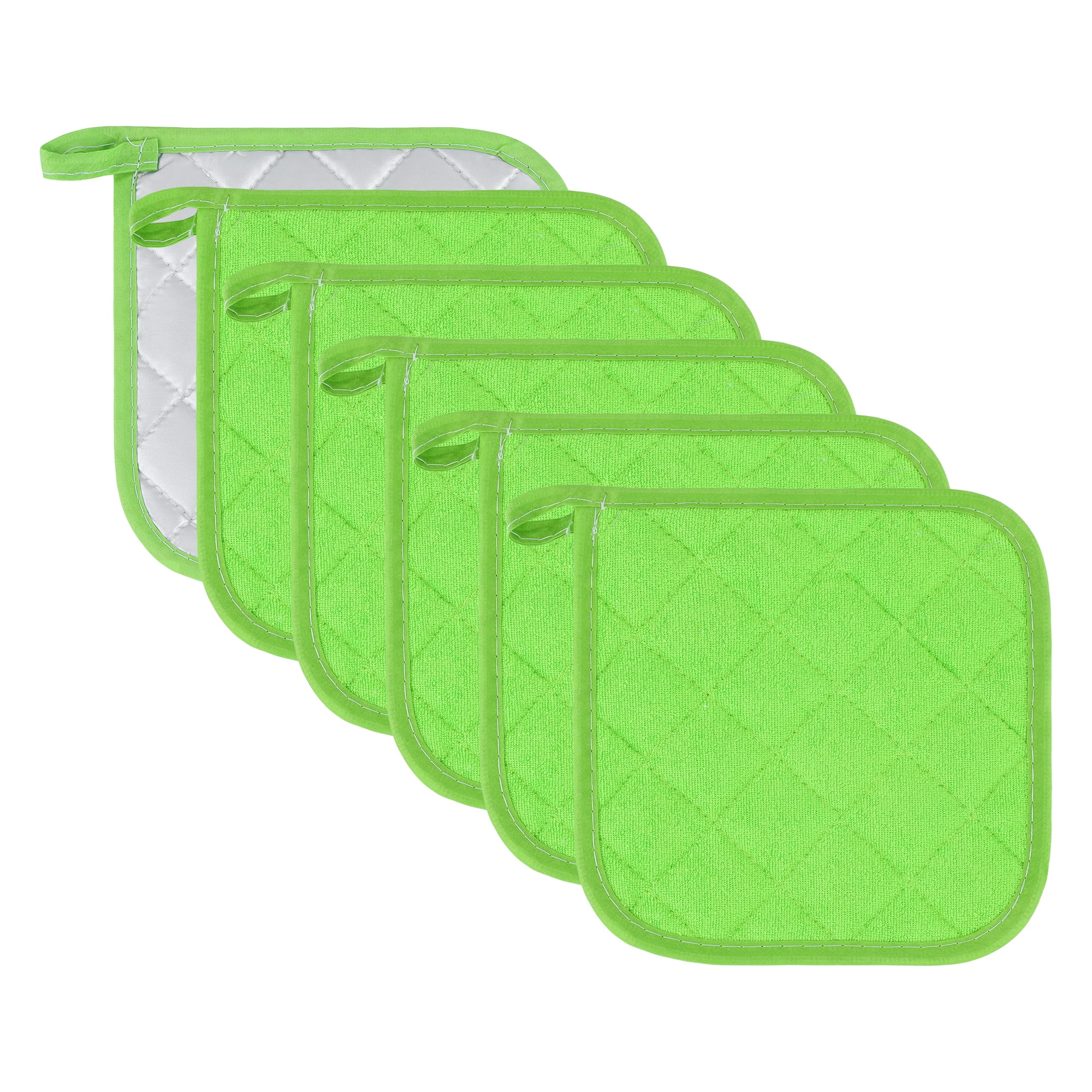 Unique Bargains Pot Holders Heat Resistant Non Slip Hot Pads for Cooking Green 6Pcs